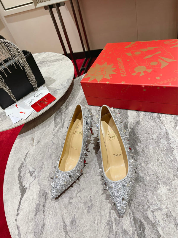 CL Pigalili Potpourri Strass Pumps Glitter Argento