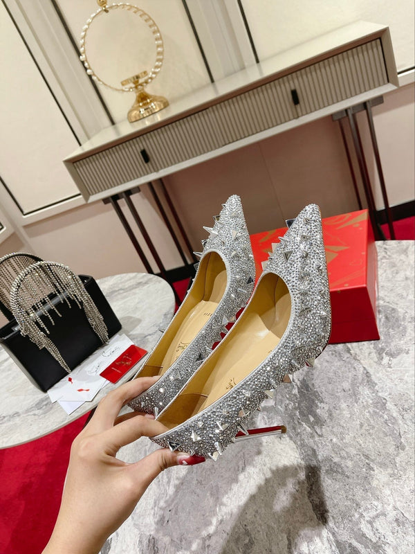 CL Pigalili Potpourri Strass Pumps Glitter Argento