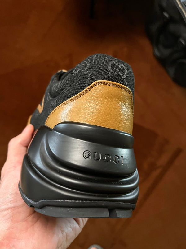 GG Men's Rhyton Sneaker Technical Knit Cowhide 524507