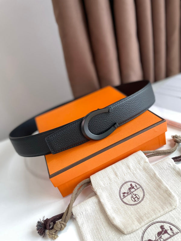 FIBBIA PER CINTURA LUCK E CINTURINO REVERSIBILE IN PELLE NERA 38 MM FERRAMENTA NERA