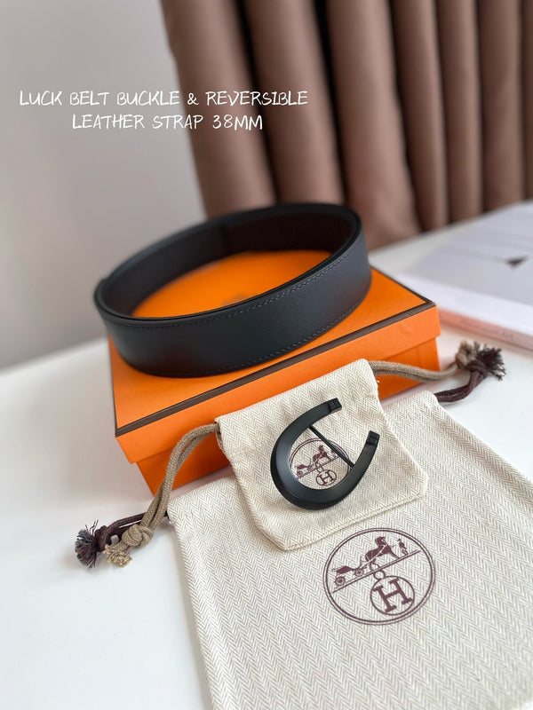 FIBBIA PER CINTURA LUCK E CINTURINO REVERSIBILE IN PELLE NERA 38 MM FERRAMENTA NERA