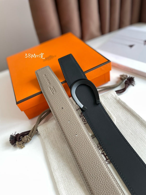 FIBBIA PER CINTURA LUCK E CINTURINO REVERSIBILE IN PELLE MARRONE KAKI 38 MM FERRAMENTA NERA