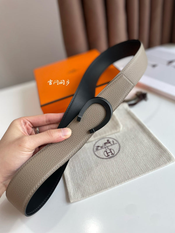 FIBBIA PER CINTURA LUCK E CINTURINO REVERSIBILE IN PELLE MARRONE KAKI 38 MM FERRAMENTA NERA