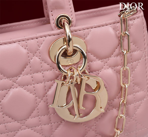 medium lady d-joy 26 antique pink lambskin