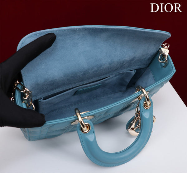 medium lady d-joy 26 cerulean lambskin