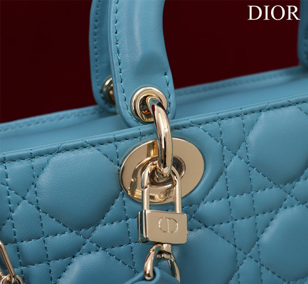 medium lady d-joy 26 cerulean lambskin
