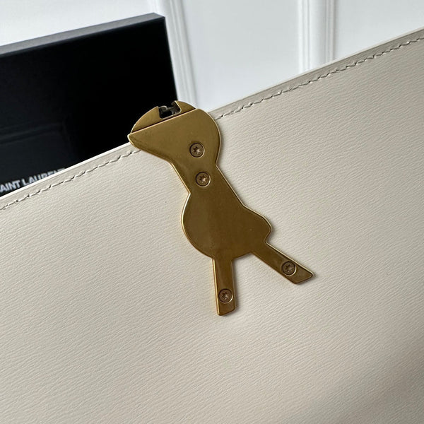 YSL Solferino Small Satchel Bag White Gold Calfskin 339446