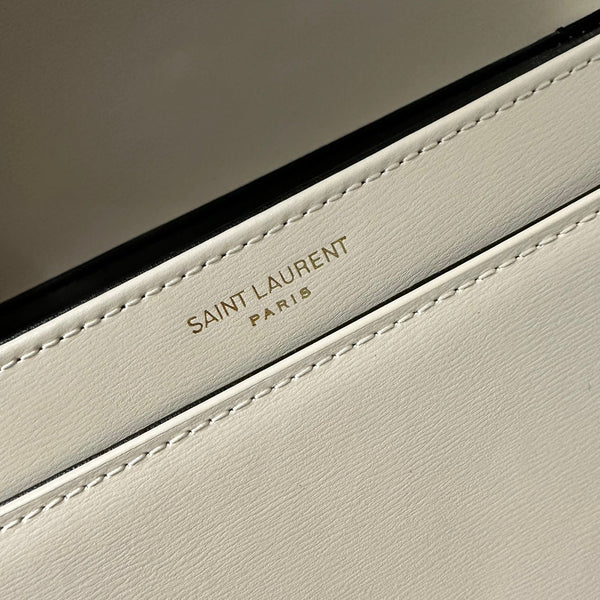 YSL Solferino Small Satchel Bag White Gold Calfskin 339446