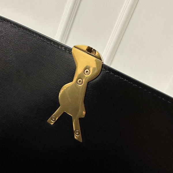 YSL Solferino Small Satchel Bag Black White Gold Calfskin 339413