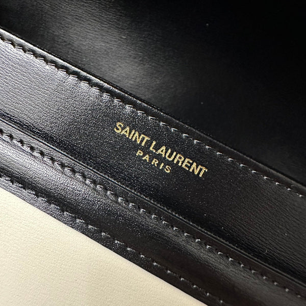 YSL Solferino Small Satchel Bag Black White Gold Calfskin 339413