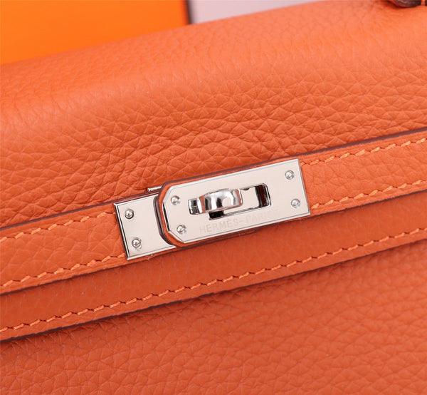 HM KELLY BAG 25 ORANGE TOGO SILVER HARDWARE