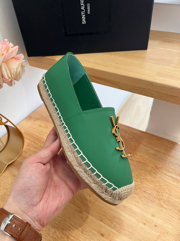SL YVES LOGO SLIP ON DARK GREEN CALFSKIN