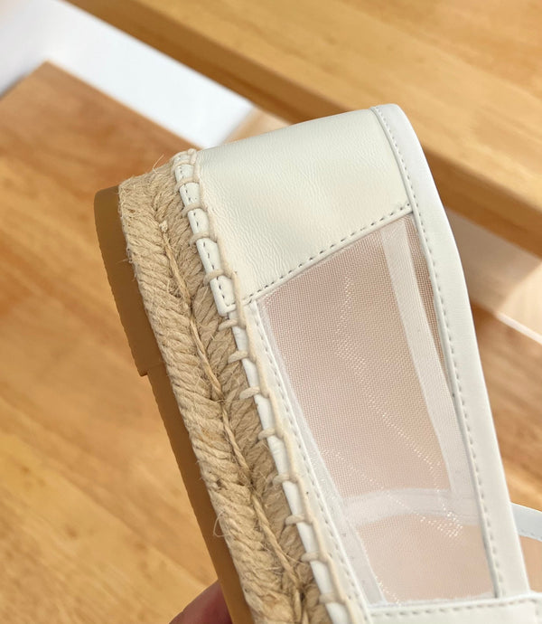 SL YVES LOGO SLIP ON WHITE CALFSKIN AND MESH