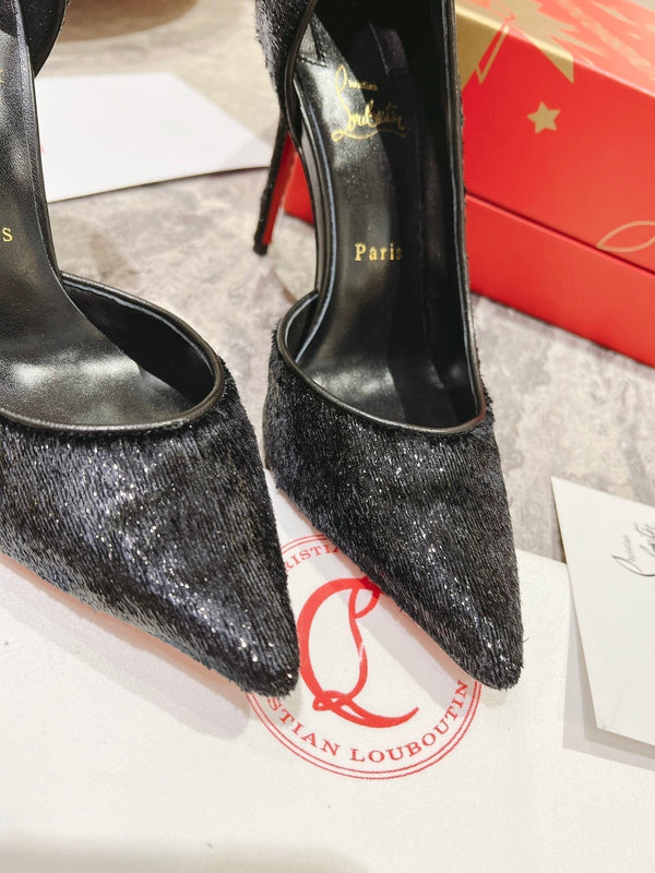 CL Iriza Pumps 100mm Velvet Papillon Black