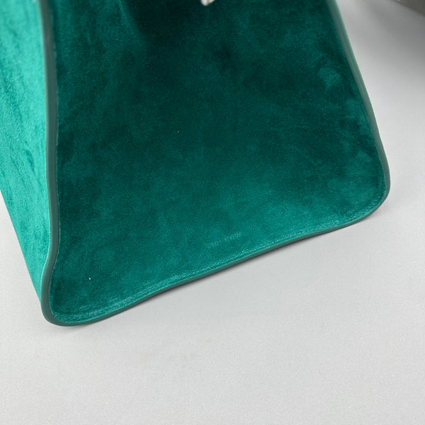 The Row Margaux 15 38cm Tote Bag Teal Blue Suede