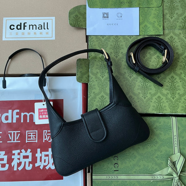 BORSA A TRACOLLA PICCOLA APHRODITE 27 IN PELLE DI VITELLO NERA E FERRAMENTA ORO