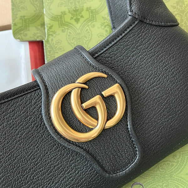 BORSA A TRACOLLA PICCOLA APHRODITE 27 IN PELLE DI VITELLO NERA E FERRAMENTA ORO