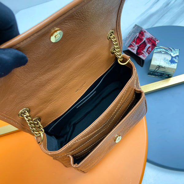 Niki Baby Shoulder Bag 28cm Brown Glossy Leather 285478