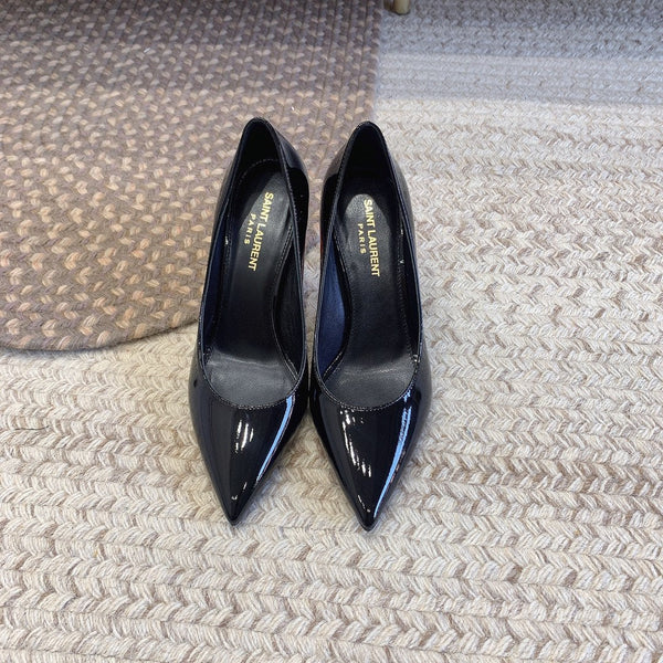 DÉCOLLETÉ CON TACCO ROSSO OPYUM IN PELLE DI VITELLO NERA LUCIDA