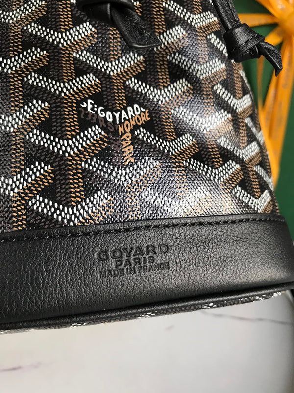 BORSA A SECCHIELLO PETIT FLOT 22 IN TELA GOYARDINE NERA E RIFINITURE IN PELLE DI AGNELLO