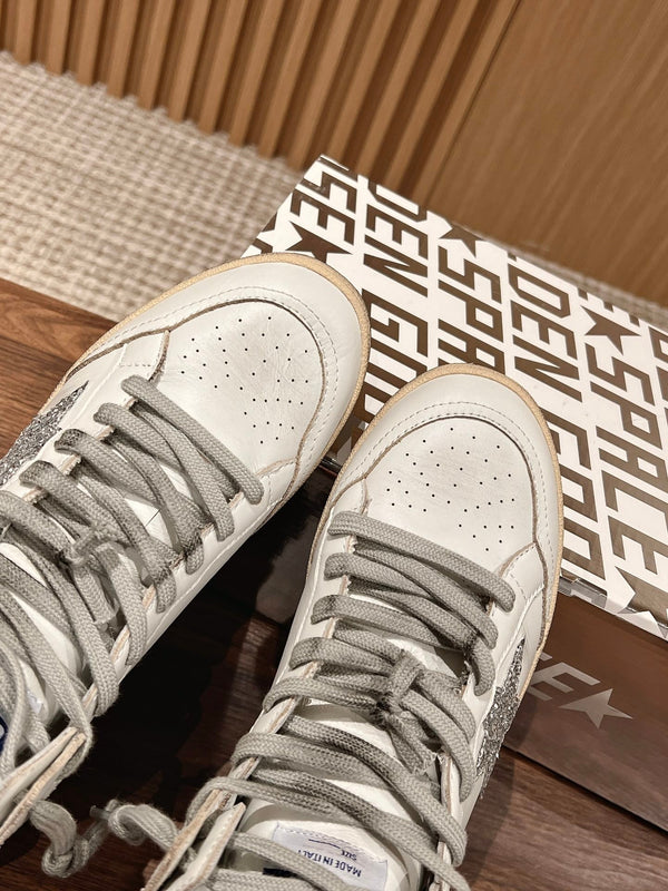 Golden Goose 2025 Baskets Montantes Blanc Argent Cuir de Vachette 170576