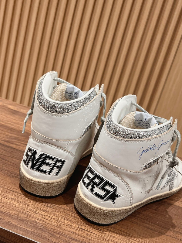 Golden Goose 2025 Baskets Montantes Blanc Argent Cuir de Vachette 170576