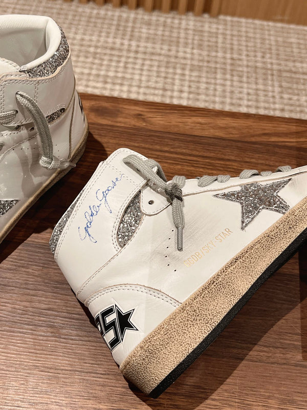 Golden Goose 2025 Baskets Montantes Blanc Argent Cuir de Vachette 170576