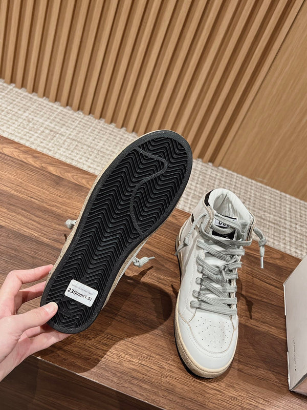 SKY-STAR SNEAKERS IN WHITE NAPPA LAMBSKIN WITH BLACK STAR AND HEEL TAB