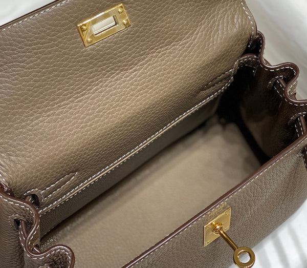 HM Mini Kelly 20cm Elephant Gray Togo Leather Gold Hardware