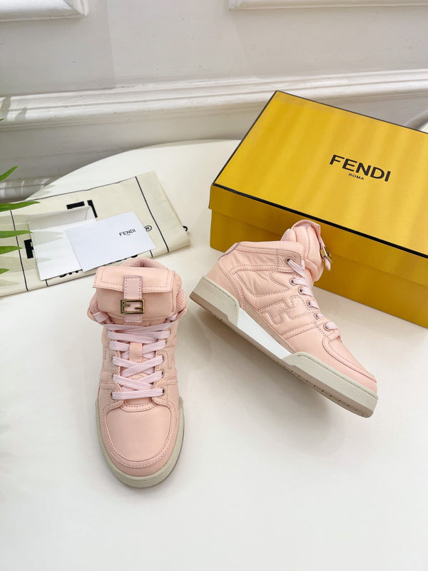 FENDI LOGO SOCK SNEAKER BOOTS IN LIGHT PINK LAMBSKIN