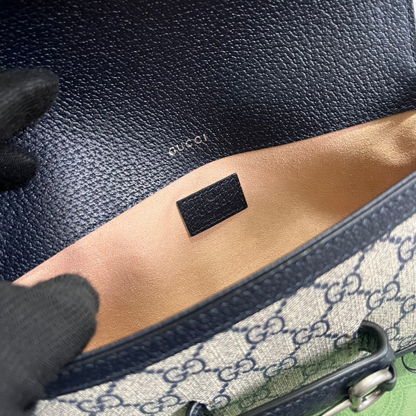 BORSA GG HORSEBIT 1955 24 IN TELA BEIGE E PELLE DI VITELLO NERA