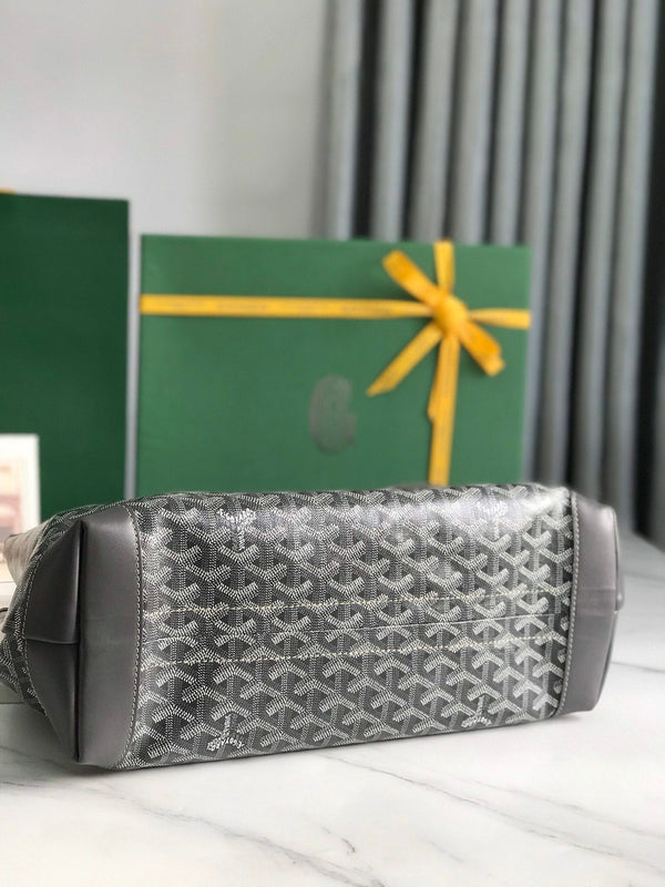 BORSA BELLECHASSE BIAUDE PM 36 IN TELA GOYARDINE GRIGIA E RIFINITURE IN PELLE DI VITELLO