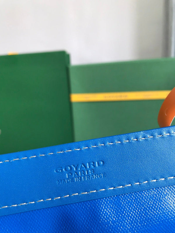 BELLECHASSE BIAUDE PM BAG 36 IN BLUE GOYARDINE CANVAS AND CALFSKIN TRIM