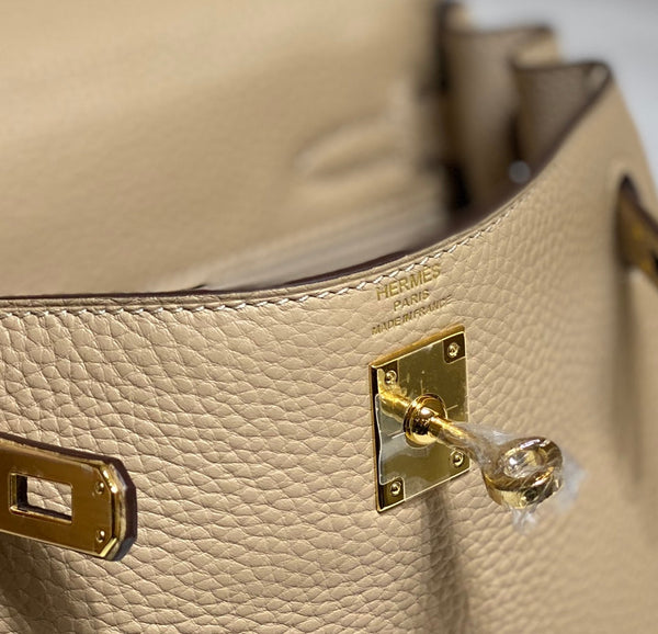 HM Mini Kelly 20cm Beige Togo Leather Gold Hardware
