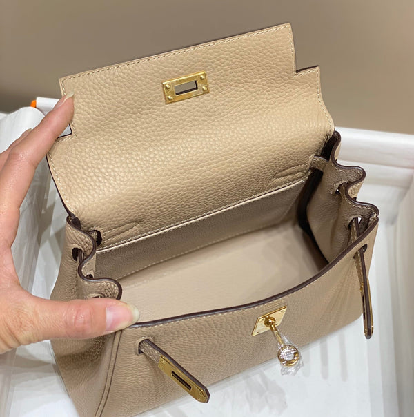 HM Mini Kelly 20cm Beige Togo Leather Gold Hardware