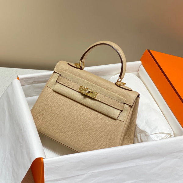 HM Mini Kelly 20 cm Beige Togo Pelle Hardware Oro