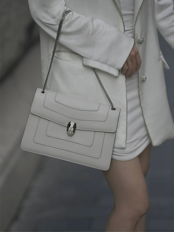 BVL Serpenti Forever Shoulder Bag 28cm White Calfskin GHW 188632