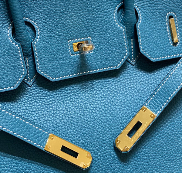 HM BIRKIN 35CM BAG CERULEAN TOGO GOLD HARDWARE