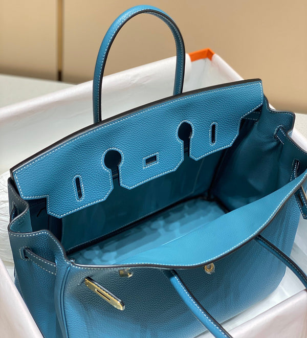 HM BIRKIN 35CM BAG CERULEAN TOGO GOLD HARDWARE