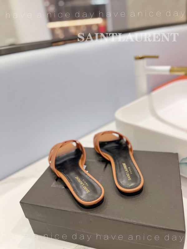 SL TRIBUTE SLIPPERS COPPER CALFSKIN