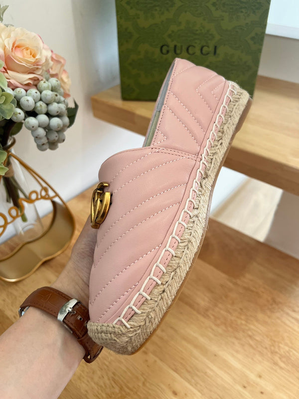 GG 26ss Mocassin Paille Rose Clair Peau de Mouton 692195