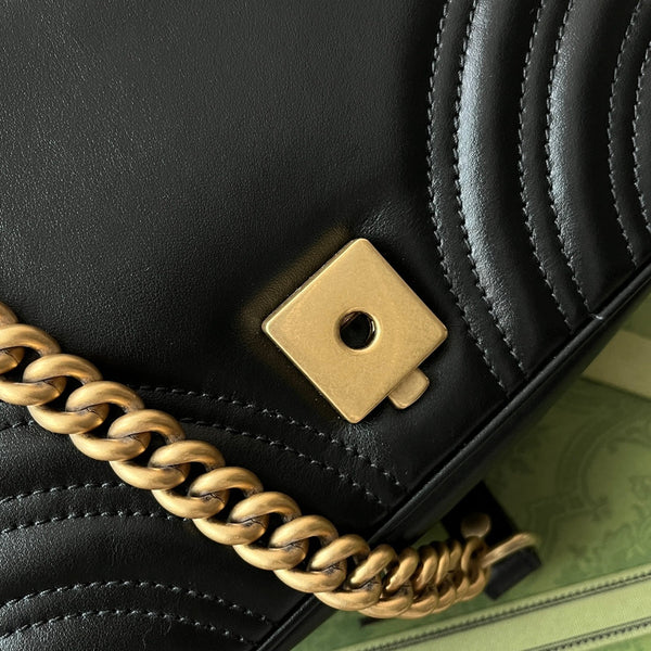 gg marmont mini 18cm black calfskin gold hardware
