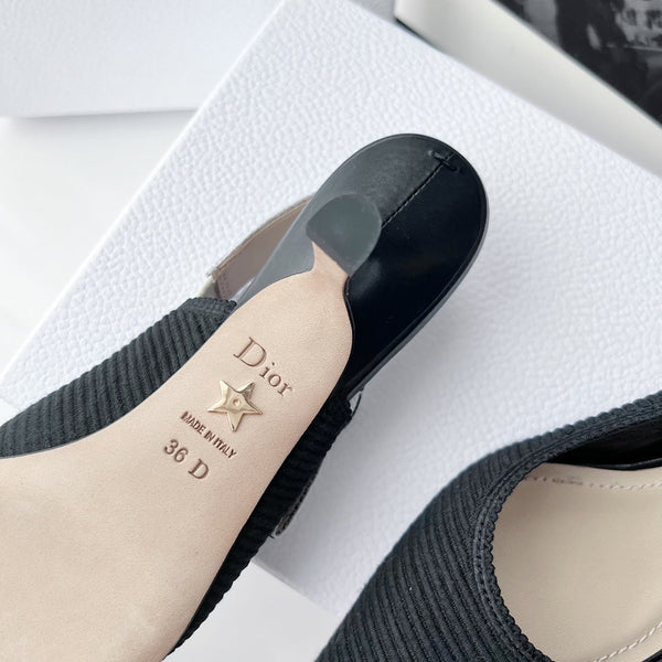 décolleté cd slingback 65 in cotone ricamato nero