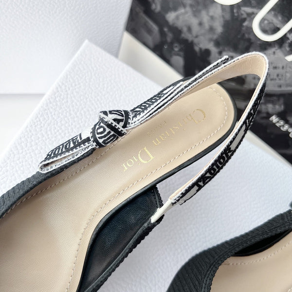 décolleté cd slingback 65 in cotone ricamato nero