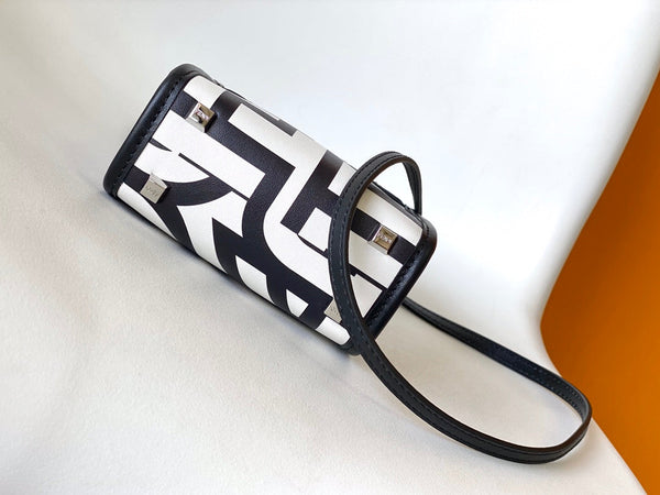 BORSA SHOPPER MINI SUNSHINE 18 IN PELLE DI VITELLO LISCIA BIANCO MIX NERO