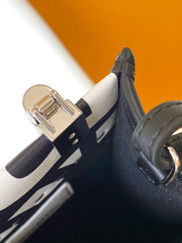 BORSA SHOPPER MINI SUNSHINE 18 IN PELLE DI VITELLO LISCIA BIANCO MIX NERO