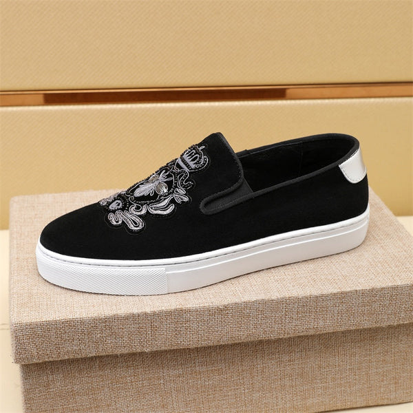 Mocassini slip-on da uomo GG in pelle scamosciata nera 545715