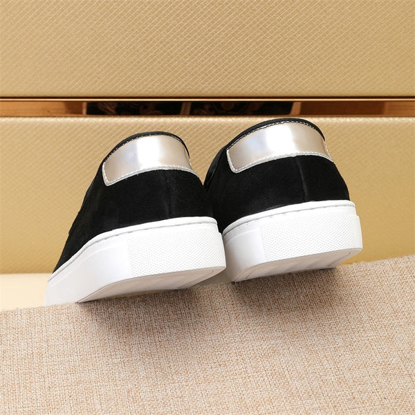 Mocassini slip-on da uomo GG in pelle scamosciata nera 545715