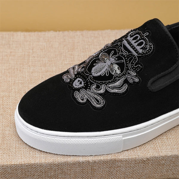 Mocassini slip-on da uomo GG in pelle scamosciata nera 545715