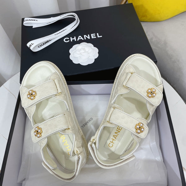 CC Dad Sandal Ivory Canvas Leather 742946